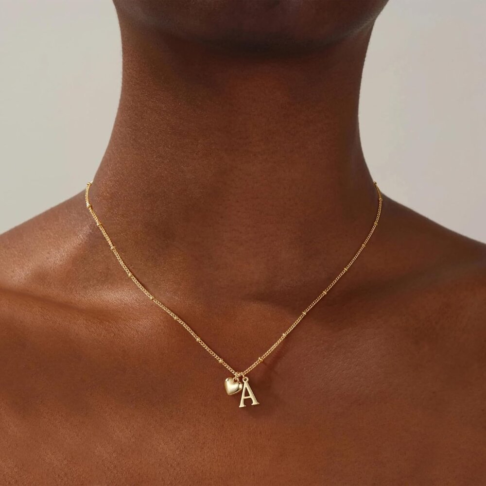Personalized Gold/Silver Heart Initial Necklace -… - image 2